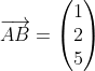 \overrightarrow{AB}=\left ( \begin{matrix} 1\\ 2\\ 5\end{matrix} \right )